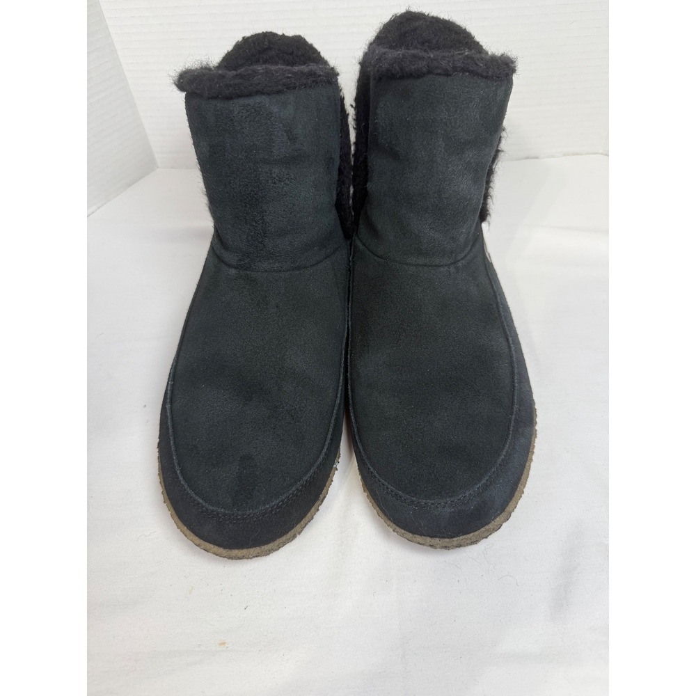 Sorel Nakiska Bootie Black Suede Faux Fur Ankle Boots Wmns 11 NL3389-011